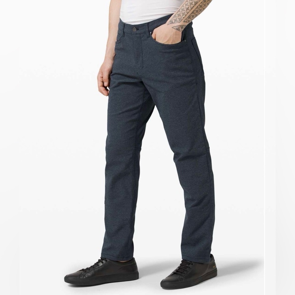 Lululemon ABC Pant Classic *Tech Canvas 34" Heathered Deep Navy Size 31 - Picture 1 of 16